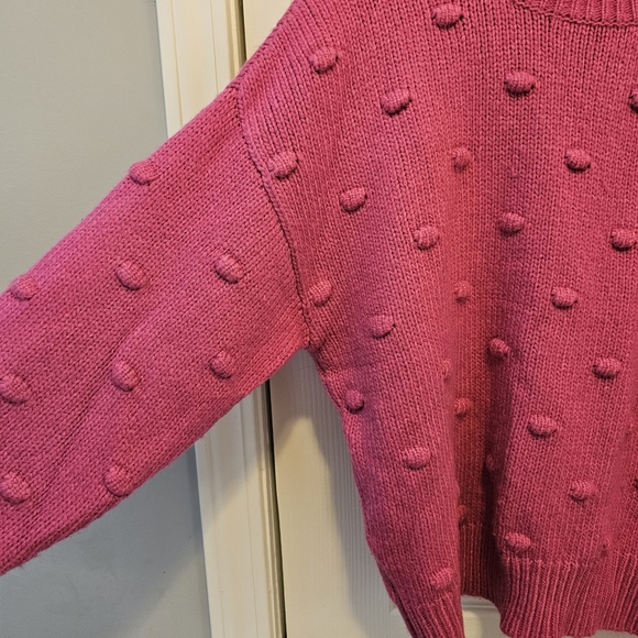 Ann Taylor Pink Textured Crew Neck Sweater - Picture 3 of 7